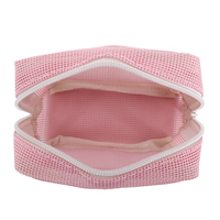 Petite pochette zippée en filet respirant avec logo personnalisé, idéale pour les cosmétiques, les voyages, les cadeaux pour filles