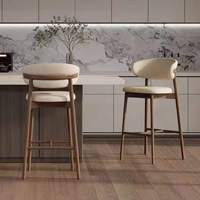 Maßgefertigter Moderner Massivholz-Barhocker mit Gepolstertem Stoffsitz und Rückenlehne, Langlebiges Design für Hotel- und Wohnzimmernutzung