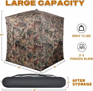 Carpa Portátil de Camuflaje para 2-3 Personas, Impermeable, Transpirable y Resistente, para Todas las Estaciones, para Campamento, Pesca y Observación de Aves - Product Image 5