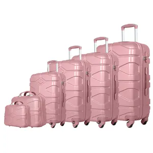 6 pièces/ensemble ensemble de bagages valise avec trousse de maquillage ABS coque dure valise cabine durable étui à bagages et sac