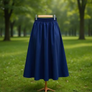 Poplin <b>Skirt</b> With <b>Elasticated</b> <b>Waist</b> Women's Mid Length A Line <b>Skirt</b> - Product Image 3
