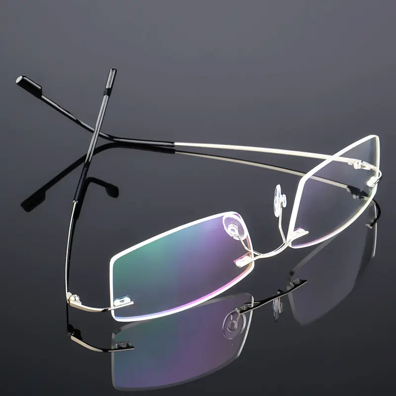 FERROCE sıcak satış moda çerçevesiz hafif Metal alaşım gözlük çerçeveleri erkekler dikdörtgen miyopi bilgisayar gözlük çerçeveleri
