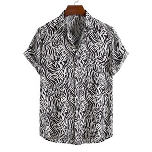 Camisas Havaianas Masculinas Estampadas Novas de Verão, Camisa Casual <span class=keywords><strong>Slim</strong></span> Fit de Manga Curta para Festas e Praia - Product Image 3