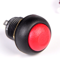 Interrupteur à bouton-poussoir miniature mécanique momentané 1NO, étanche IP67, en plastique, tête ronde rouge, autobloquant, 12 mm, 12 V, pour artisanat