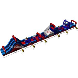 Leuke Ninja Krijger Obstakels Leuke Opblaasbare Running Race Ninja Krijger Opblaasbare Bounce Huis Hindernisbaan Voor Volwassenen