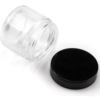 Pot rond de 2oz Bocaux en verre transparent à flanc droit Bocal en verre hermétique avec couvercles lisses en plastique noir