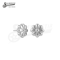 SUPERSTAR ASTM F136 Titane Embouts sans filetage à dos plat, design fleur, pour piercing d'oreille (cartilage, tragus, hélix) et bijoux corporels
