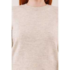Pull col rond uni pour femme, manches longues, minimaliste, anti-boulochage, en maille - Product Image 1