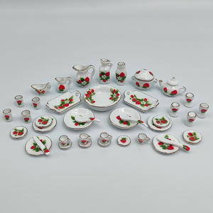 40 Pcs Set Peralatan Makan Miniatur Keramik Aksesoris Rumah Boneka Peralatan Makan Kecil Hadiah Promosi - Product Image 2