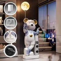 Sculpture d'ours en résine grandeur nature faite à la main avec horloge et calendrier à lampe lunaire pour la décoration intérieure, la fabrication de bijoux et les cadeaux créatifs