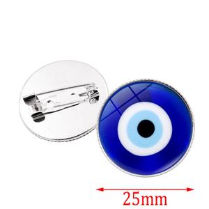Pin de Ojo Turco Azul con Cuentas - Broche Metálico con Cúpula de Cristal para Solapa - 2.5cm, Diferentes Tamaños, Venta al por Mayor - Product Image 2