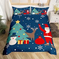 AOYATEX Ensemble de couette Joyeux Noël Ensemble de draps de Noël Ensemble de literie de Noël en microfibre
