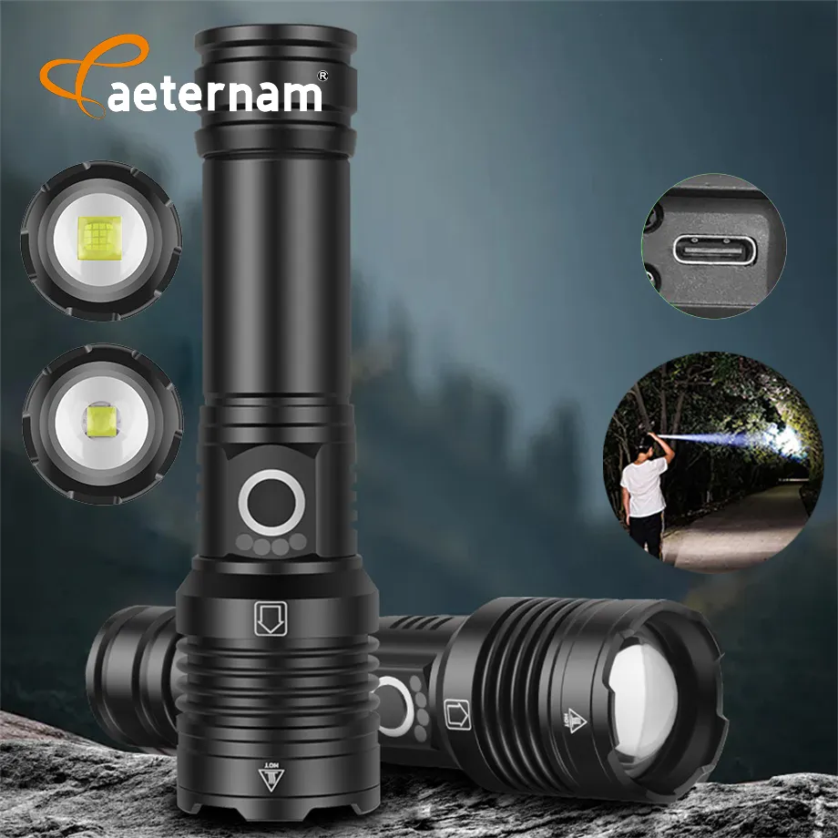 Aeternam Classical Xhp50/160 Pantalla de alimentación con zoom impermeable recargable USB Led linterna de luz táctica