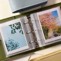 Album photo en similicuir avec pochettes, 25 feuilles, 50 pages, mini album rechargeable à feuilles mobiles, classeur transparent à 3 anneaux pour cartes photo