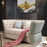 Fabrik-Großhandel Traditioneller Stil Schwarzes Leder Chesterfield-Sofa Couch Wohnzimmer-Sofas Weiß und Gold