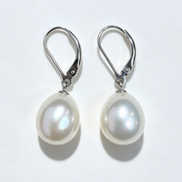 Boucles d'oreilles pendantes élégantes de style français avec perles baroques Edison de 11-12 mm, fermoir à levier, idéales pour mariage, fête ou cadeau