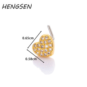 Tengsen thép không gỉ L dính mũi xuyên đồ trang sức Tiny CZ kim cương tình yêu trái tim mũi Stud cho phụ nữ 367 # - Product Image 3