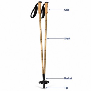 Bâtons de <span class=keywords><strong>ski</strong></span> Zeroring Premium en carbone et bambou, texture légère, bâtons de <span class=keywords><strong>ski</strong></span> alpins fixes avec poignée en liège - Product Image 2