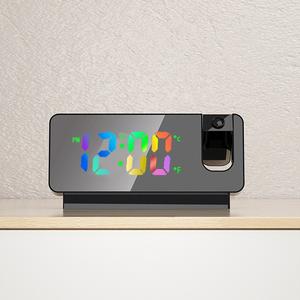 Réveil numérique à <span class=keywords><strong>projection</strong></span> LED à rotation de 180 degrés, projecteur de <span class=keywords><strong>plafond</strong></span> électronique USB, réveil pour chambre à coucher, chevet, bureau - Product Image 4