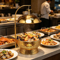 FLEY Réchaud de buffet 8L en acier inoxydable doré avec cadre robuste pour la réchauffe des aliments, idéal pour les hôtels, restaurants et services de buffet