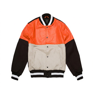 Chaqueta universitaria de béisbol personalizada para hombre KVJ105, moda de escuela secundaria, lana de invierno, cuero, sin cuello, bordado ecológico - Product Image 5
