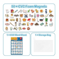 Jeux de Mots CVC, Jeux de Phonétique, 50 Aimants de Réfrigérateur en Mousse pour Enfants, Jouets de Thérapie Pédagogique pour Tout-petits, Apprentissage de la Lecture et de l'Orthographe