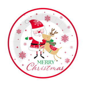 DAMAI Customized Disposable Paper Plates with Santa and Christmas Deer Pattern Christmas Theme Tableware Set Decorations - Product Image 5