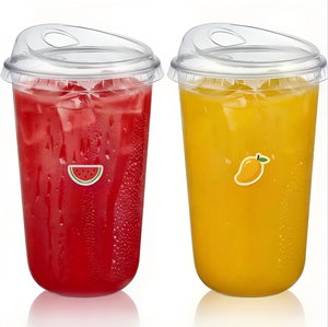 Gobelets jetables en <span class=keywords><strong>plastique</strong></span> PET transparent <span class=keywords><strong>noir</strong></span> de 90 mm en forme de U, avec logo personnalisé, pour café, boba, boissons froides, avec couvercle, 14 oz - Product Image 2