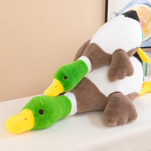 Coussin long en coton doux personnalisé <span class=keywords><strong>Angela</strong></span>, le plus vendu, en forme de canard blanc, tête verte, rembourrage en coton PP, emballage en sac OPP, confortable, amusant, excellent cadeau - Product Image 1