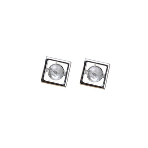 Boucles d'oreilles carrées en argent S925 avec 8-13 perles, accessoires faits main DIY JG5178, plateau de pierres principales en forme de diamant, rubis, lune - Product Image 5