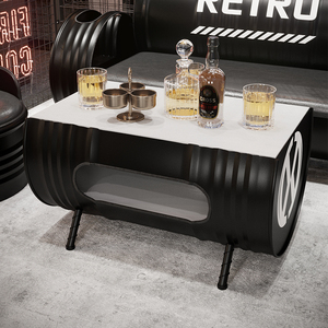 Juego de Muebles de Barril de Metal con Acabado en Polvo, Estilo Industrial Moderno Negro, para Comedor, Bar, Cafetería, Salón Comercial - Product Image 3