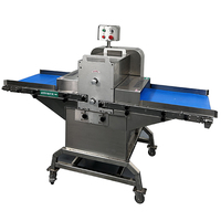 MKQ Nouvelle Machine à Trancher les Viandes Fraîches pour Supermarché, Lames Interchangeables en Acier Inoxydable, Épaisseur Réglable et Découpe sur Plan de Travail, 220V