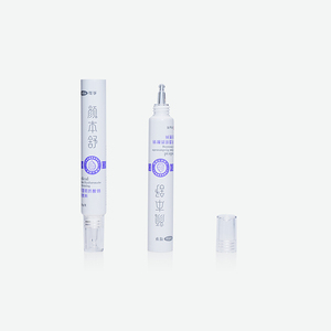 Empty White PE Squeeze Tube With <b>Metal</b> <b>Roller</b> Ball Applicator & Clear Outer Cap For Medical Hyaluronic Repair Gel - Product Image 3