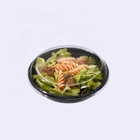 Voedselveilige PET/rPET zwarte basis voedsel- en saladecontainer, transparante plastic wegwerp fruitsalade schaal met doorzichtig deksel