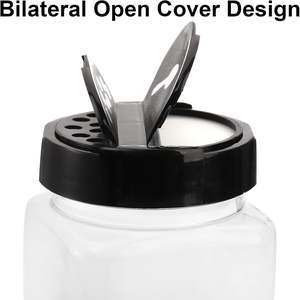 Frasco de Plástico PET Ecológico de 350 ml con Tapa Abatible para Condimentos, Especias, con Tapas Rojas/Negras, Apto para Alimentos, Impresión Serigráfica - Product Image 2