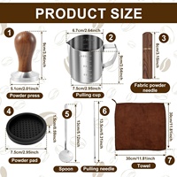 Kit d'accessoires pour la préparation du café 8 pièces avec tasse à café expresso 51mm 53mm 58mm, outil WDT, pichet à mousse de lait et stylo à latte art