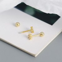 Klassische 18 Karat vergoldete süße Design 925 Sterling Silber Zirkonia Blumen schraube Ohr stecker