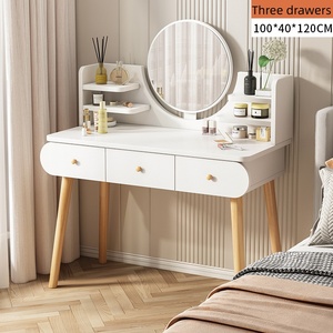Modern Minimalist <strong>Dressing</strong> <strong>Table</strong> with Mirror and Storage for <strong>Small</strong> Bedrooms - Product Image 2
