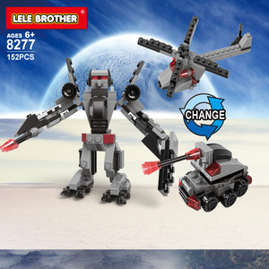 Grosir Pabrik LELE BROTHER pendidikan mainan konstruksi <span class=keywords><strong>3</strong></span> 1 Robot pesawat tangki 3D Model merakit blok bangunan Set - Product Image 2