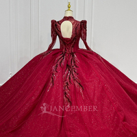 Robe de soirée rouge XS236, dos à lacets, décolleté en forme de clé, perles et paillettes, style luxueux pour femmes, Jancember