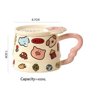 Mug en céramique de 400 ml avec couvercle, gobelet pour boissons chaudes et froides, réutilisable, sans danger pour les aliments, personnalisable - Product Image 2