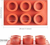 Moule à gâteau en silicone à 6 cavités en forme de tasse, pour biscuits 3D, outils de cuisson réutilisables faits main pour la cuisine, décoration et préparation de mousses