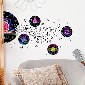 Kişiselleştirilmiş müzik kayıtları duvar Sticker müzik kayıt notları çıkartmaları oturma odası dekoratif duvar kağıdı