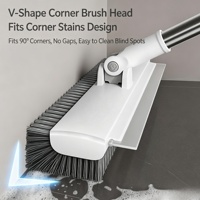 Brosse de nettoyage de salle de bain personnalisée OEM ODM, grattoir en silicone double face en forme de V pour interstices de sol, manche long pour un nettoyage efficace
