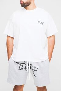 Camiseta Blanca Plus Man Star con Estampado Puff, Transpirable, Casual de Verano, Oversize, Relajada, Mezcla de Poliéster/Algodón, Personalizable - Product Image 1