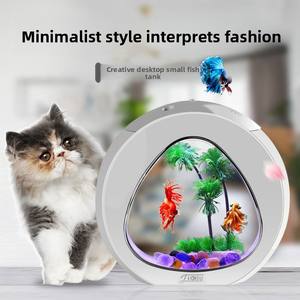 1-Gallon 1,5L Bureauaquarium Betta Visbak Pompfiltratie Eenvoudig Ontwerp Keuken/Woonkamer Plastic Visbak Verpakking - Product Image 4