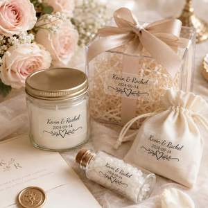 Etiquetas para Recuerdos de Boda, Personalizadas con Nombre y Fecha, Adhesivos de Vinilo Impermeables, Adhesivo Transparente, Regalos para Invitados, Plantillas Elegantes, Florales - Product Image 3