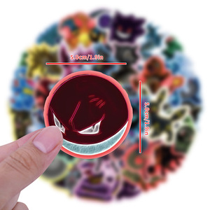 60 Pezzi/Confezione Adesivi Rimovibili in Vinile Impermeabili Stile Neon Dark con Simpatici Mostri Pika Pokeball - Product Image 3