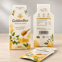 Sachet personnalisé de forme spéciale pour miel de qualité alimentaire 15ml 30ml, sac plat portable pour liquides, sauces, sirops, thé, café, vodka, hermétique