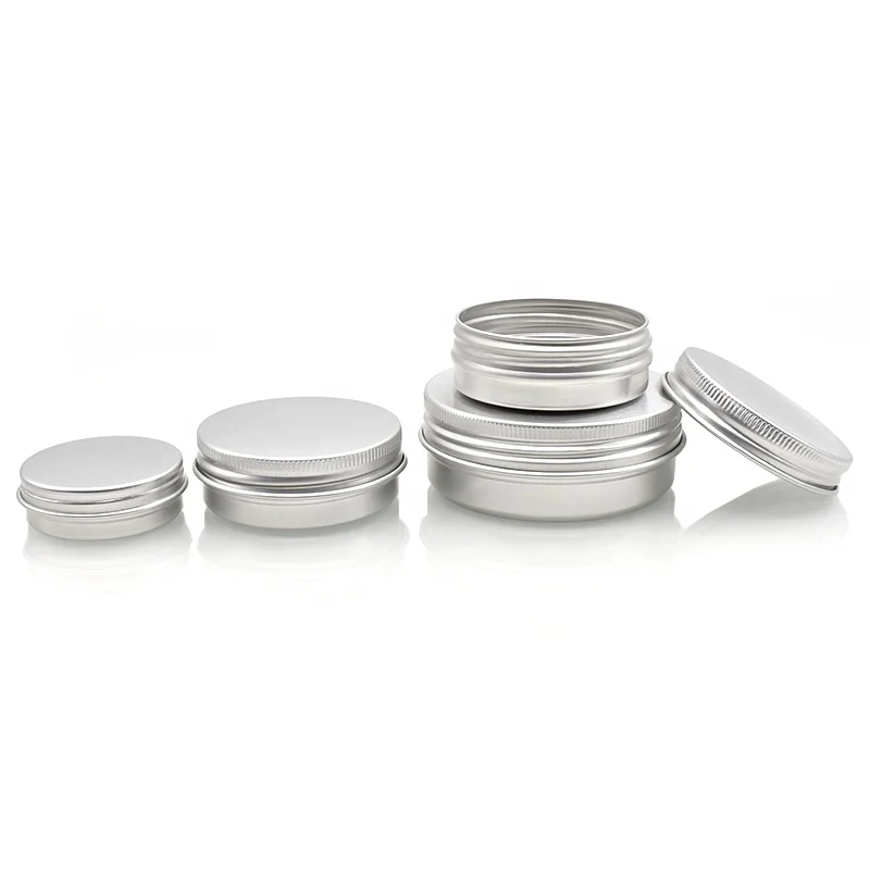 Boîtes métalliques 10 ml 30 ml 50 ml 60 ml 100 ml 15 ml 80 ml 250 ml baume à lèvres pot en aluminium pour bougie cosmétique